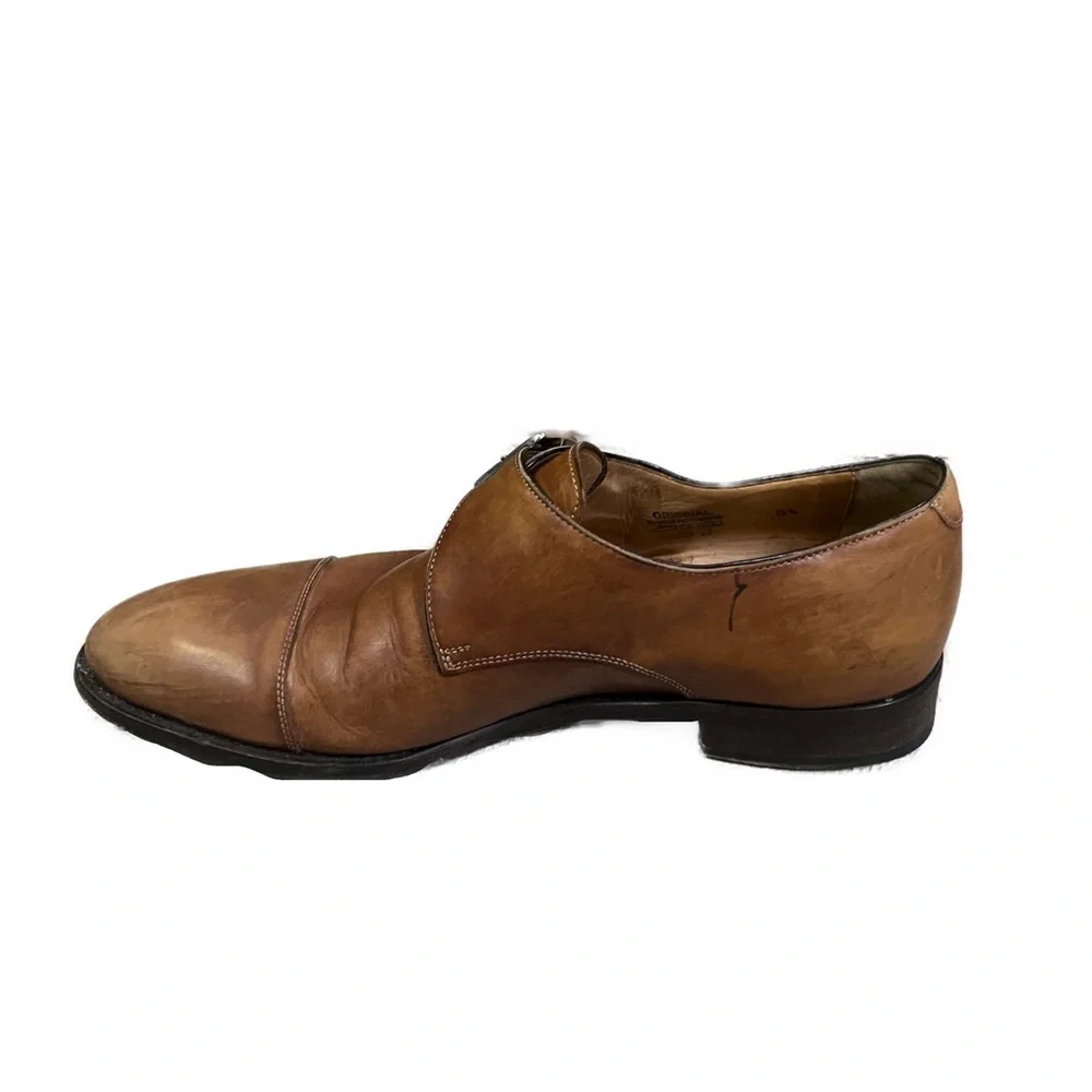 Paul Evans Men’s Leather Tan Monk Strap Loafers-‎ Size 8.5